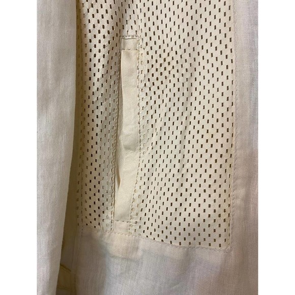 TORRAS LASER CUT LEATHER TRIM BEIGE LINEN MEN'S JACKET 42 - Picture 3 of 8